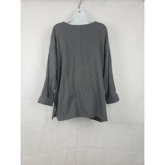 Kathleen Sommers Women's Gray Pullover Pocket Plus Size 0X Cotton Lagenlook Top - Picture 2 of 6